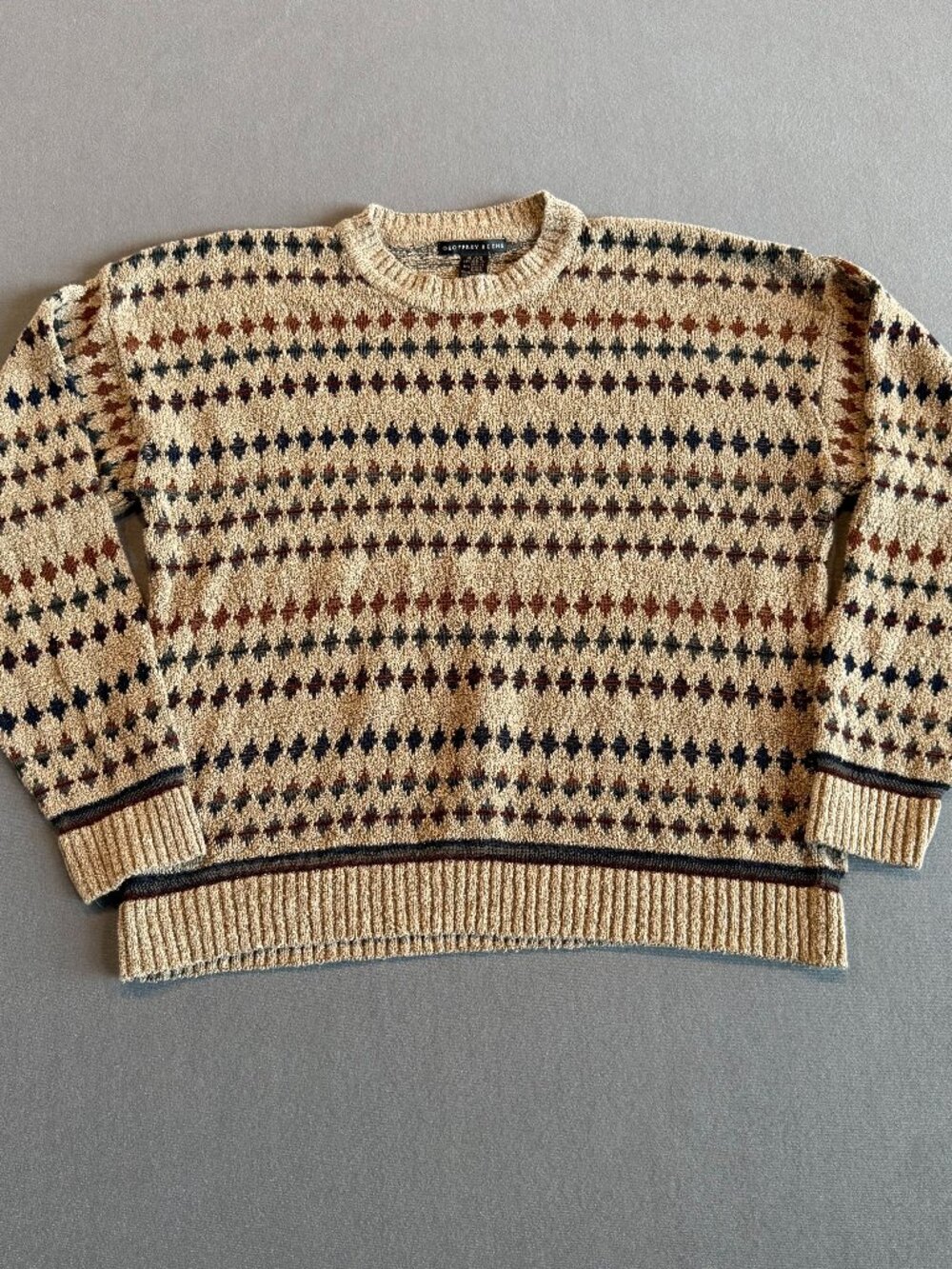 Vintage Geoffrey Beene Men’s XL Geometric Textured Knit Pullover Sweater